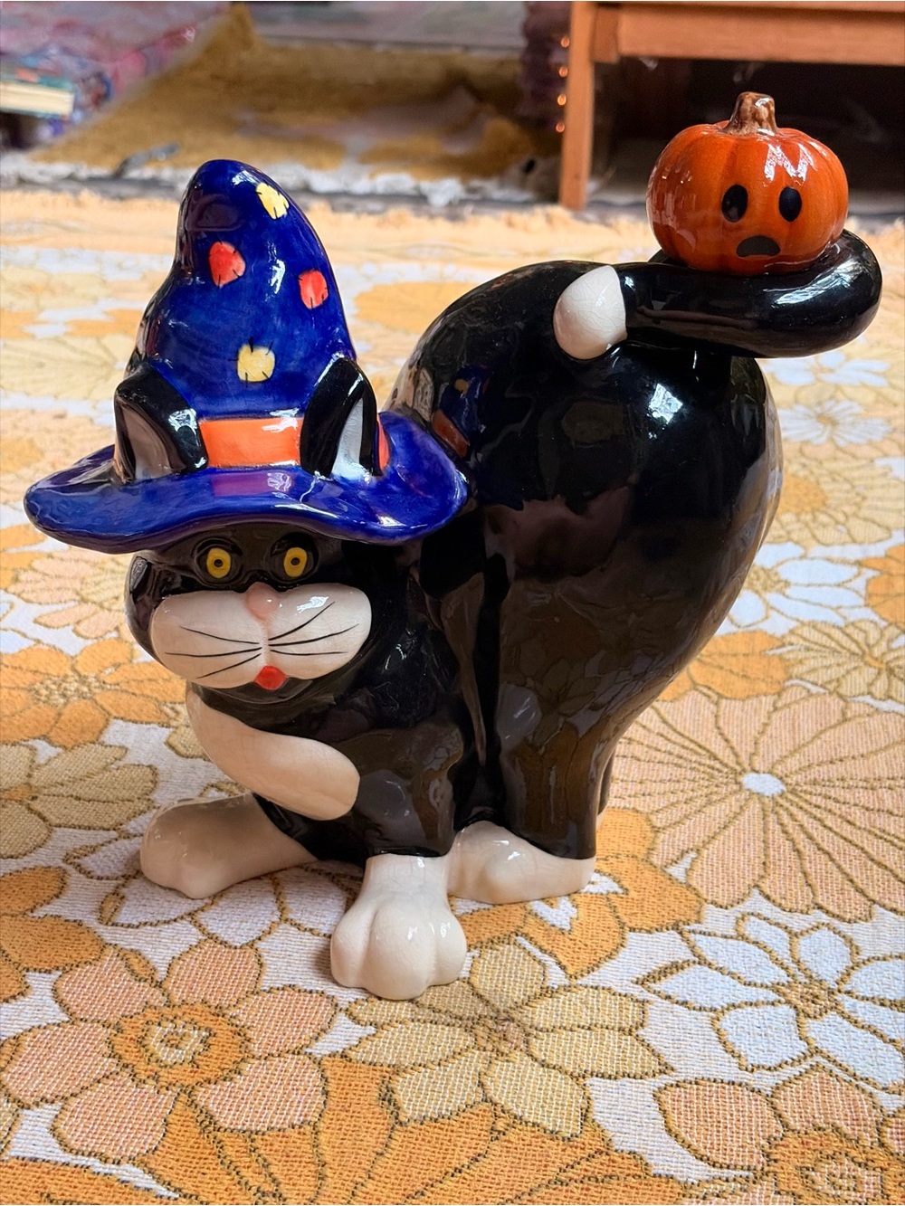 🎃🐈‍⬛✨ Vintage 90s Halloween Cat Ceramic ✨🐈‍⬛🎃